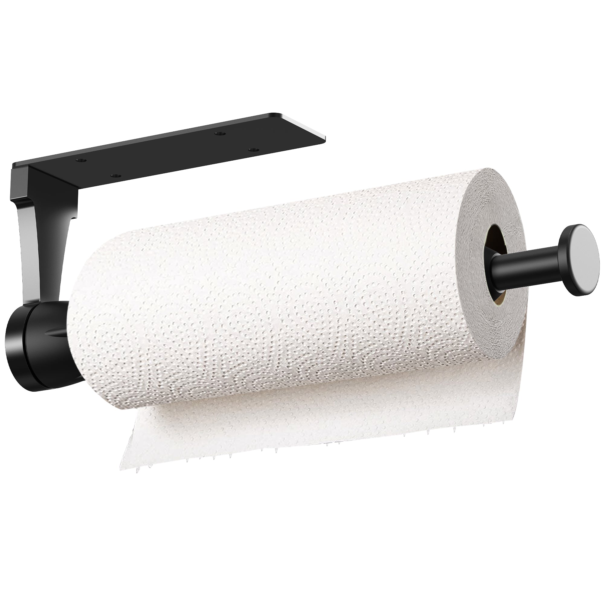 Paper Towel Holder Wall-mounted Tissue Holder With Damping Effect Self- adhesive Or Screw For Kitchen Bathroom. Black - Temu
